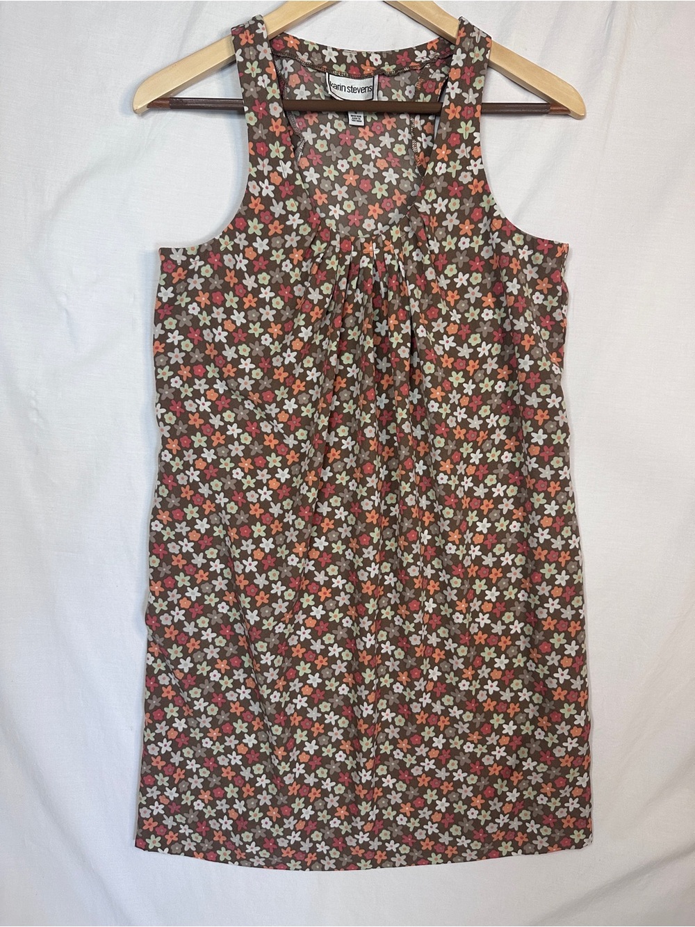 Vintage from 90s Karin Stevens 70s Style Purple Floral Mini Dress Sleeveless